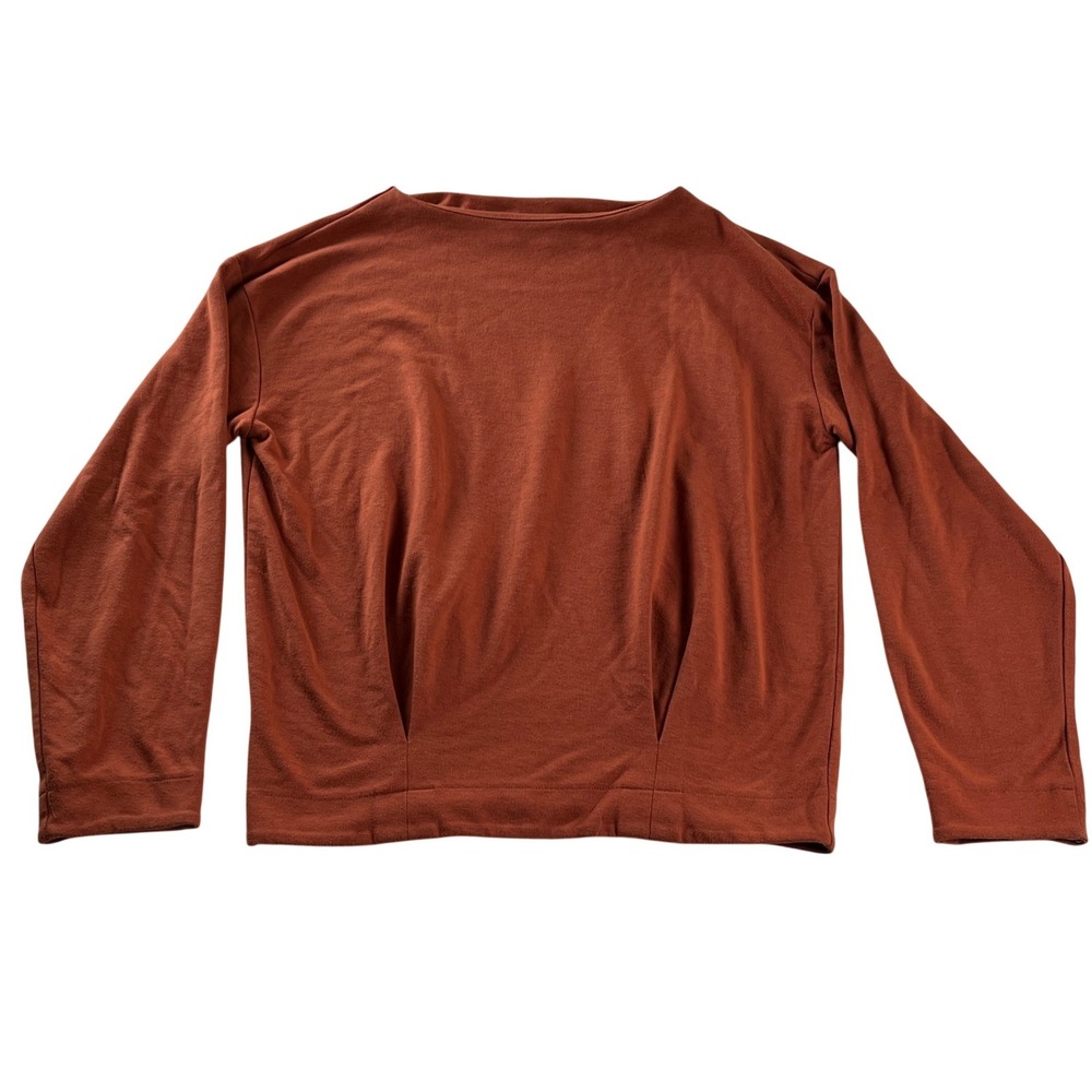 Weekday Rust Orange Boat Neck Jersey Top Long Sleeve Minimalist Womens S